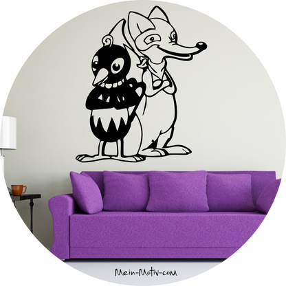 Wandtattoo Pittiplatsch - Herr Fuchs und Frau Elster