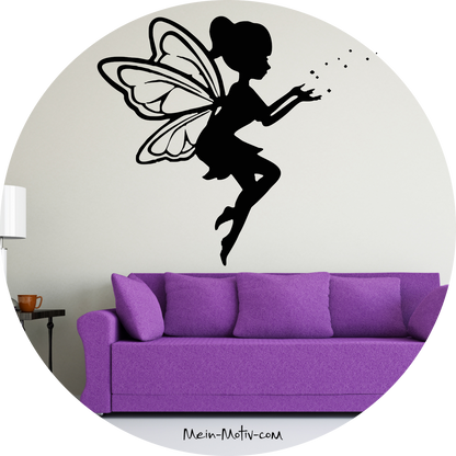 Wandtattoo Fee schwebend mit Sternenstaub