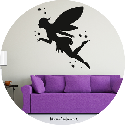 Wandtattoo Fee Silhouette mit Sternen