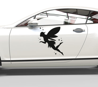 Autoaufkleber Fee Silhouette mit Sternen
