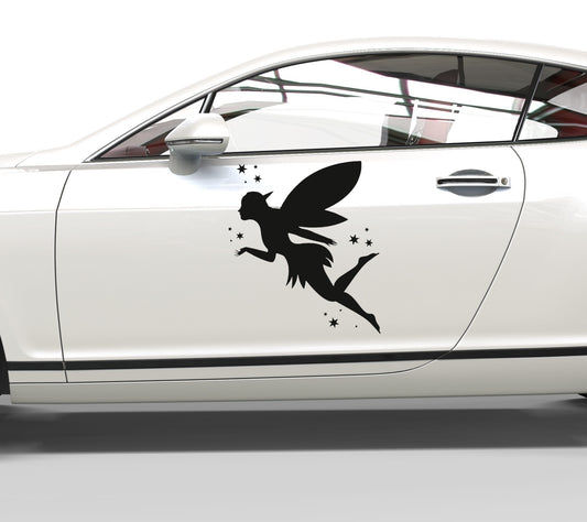 Autoaufkleber Fee Silhouette mit Sternen