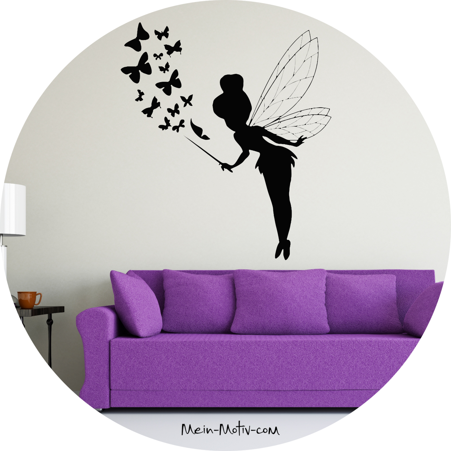 Wandtattoo Zauberelfe mit Schmetterlingen