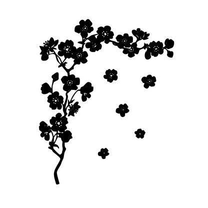Autoaufkleber Kirschblüte Silhouette