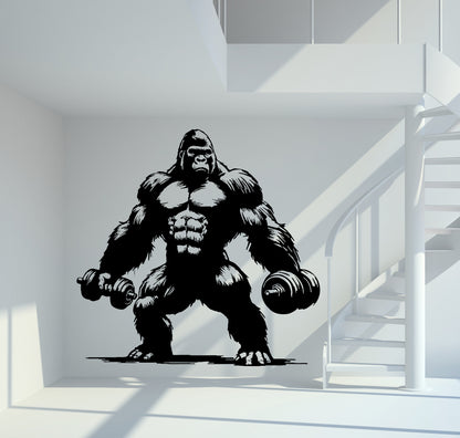 Wandtattoo Gorilla Hanteln
