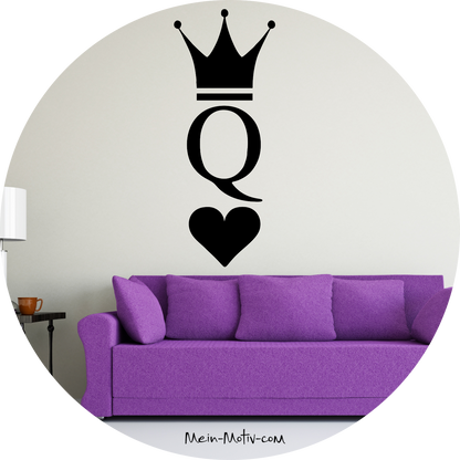 Wandtattoo König Dame Herz