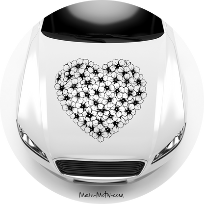 Autoaufkleber Herz Blumen