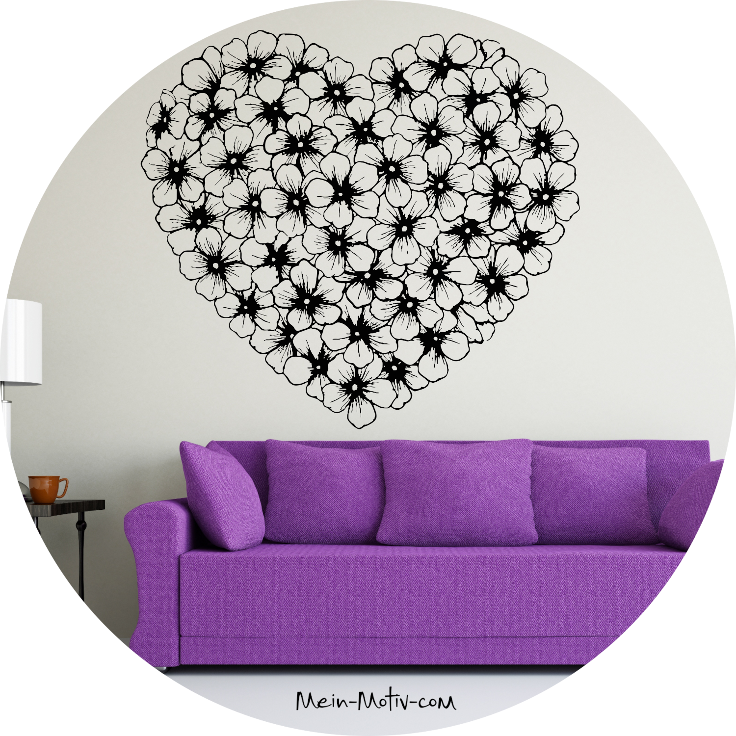 Wandtattoo Herz Blumen