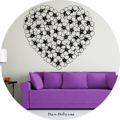 Wandtattoo Herz Blumen