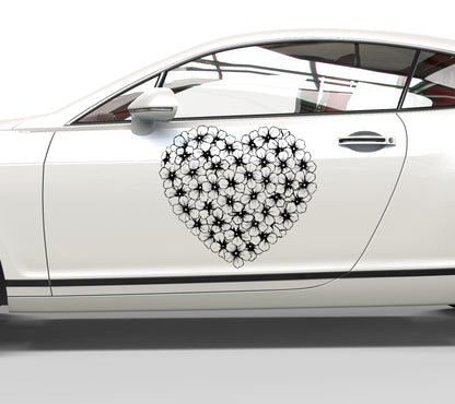 Autoaufkleber Herz Blumen