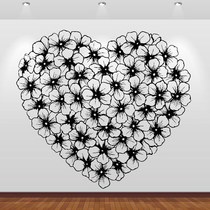 Wandtattoo Herz Blumen