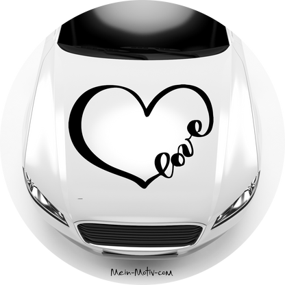 Autoaufkleber Herz Love Schrift
