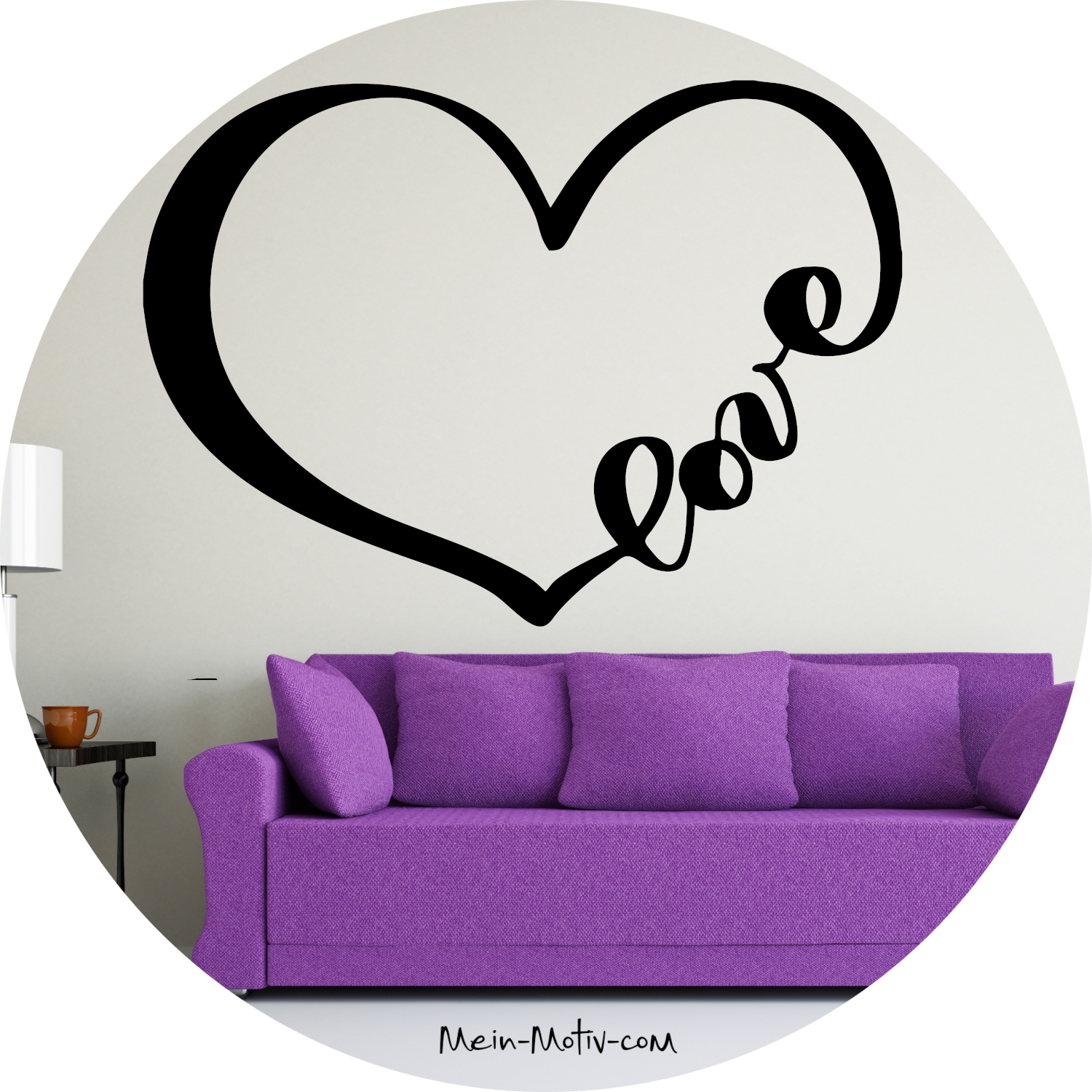 Wandtattoo Herz Love Schrift