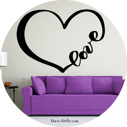 Wandtattoo Herz Love Schrift