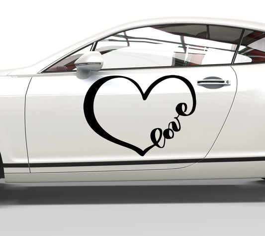 Autoaufkleber Herz Love Schrift