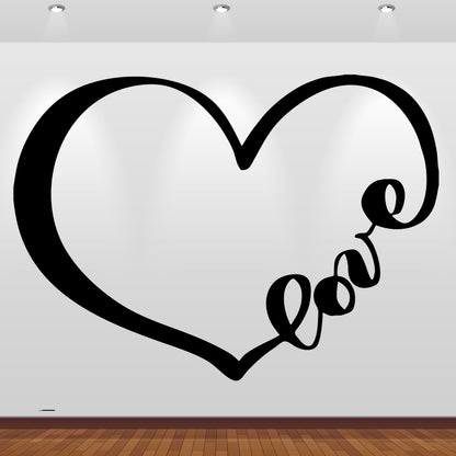 Wandtattoo Herz Love Schrift