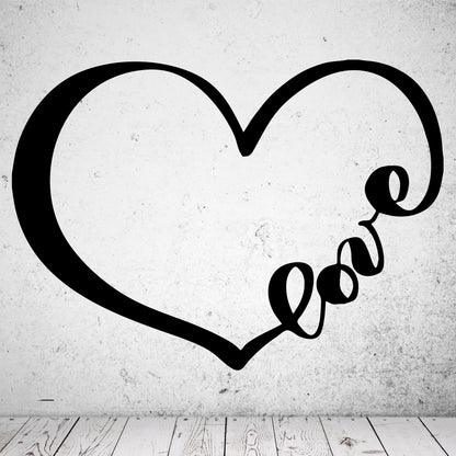 Wandtattoo Herz Love Schrift