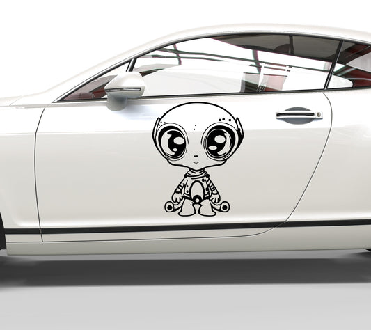 Autoaufkleber Alien Cartoonstyle