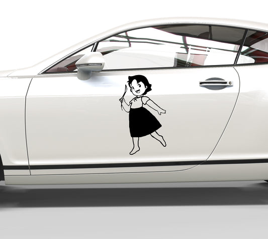 Autoaufkleber Heidi mit Grashalm