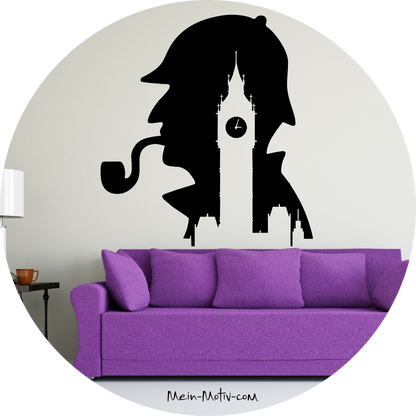 Wandtattoo Sherlock Holmes mit Big Ben