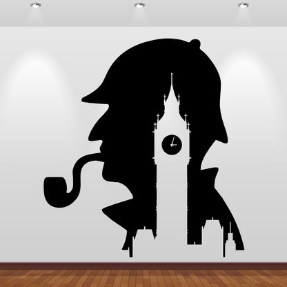 Wandtattoo Sherlock Holmes mit Big Ben